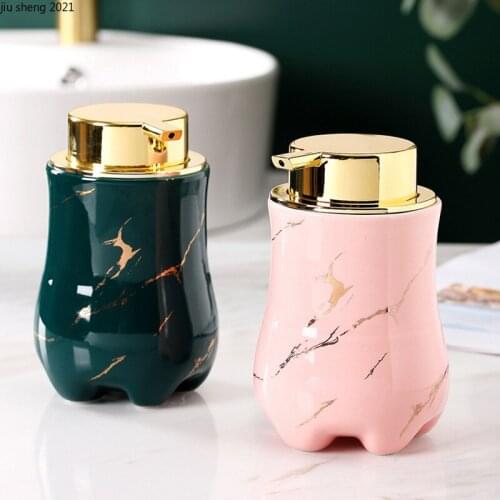 European Style Marble Pattern Ceramic Lotion Bottle Home Bathroom Shampoo Shower Gel Bottling Soap Dispenser Bathroomaccessories