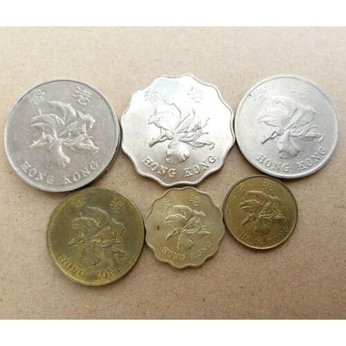 1 Set 6 Pieces China Hongkong Coins Old Original Coin Collectible Edition Real Rare Commemorative Random Year