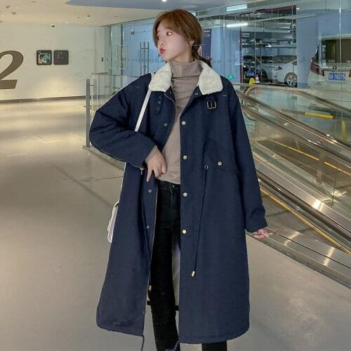 JuneLove X-long Women Winter Down Jacket Loose Female Cold Faux Fur Coat Covered Button Casual Outwear Ladies Warm Thick Parkas