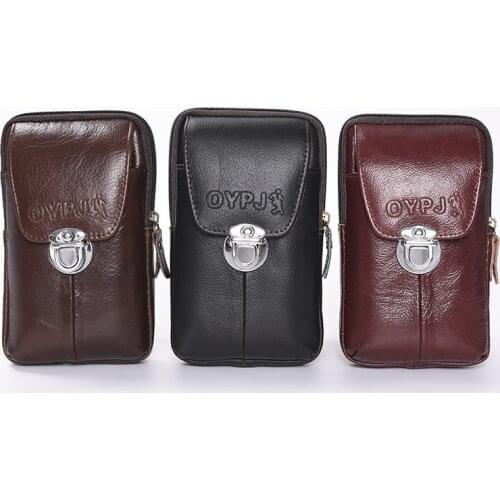 BISI GORO cow leather phone coin unisex waist bag Wear-resistant Multi-function heuptas heren porta tarjetas outdoor small purse