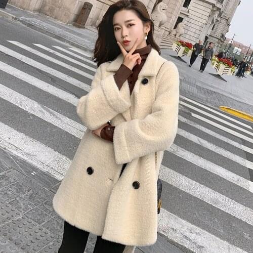 KMETRAM Fashion Woolen Coat Female Jacket Winter Jacket Women Clothes 2020 Faux Mink Fleece Outwear Korean Long Jackets 18002