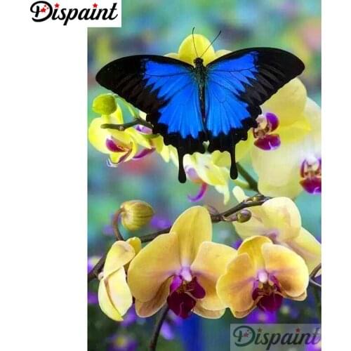 Dispaint Full Square/Round Drill 5D DIY Diamond Painting "Flower butterfly" Embroidery Cross Stitch 5D Home Decor A11788