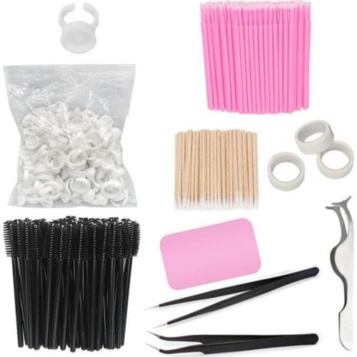 1 Set Eyelash Extension Kit Smooth Surface Multi-functional Makeup Training Cotton Swab Tweezers False Eyelashes Extension Pract