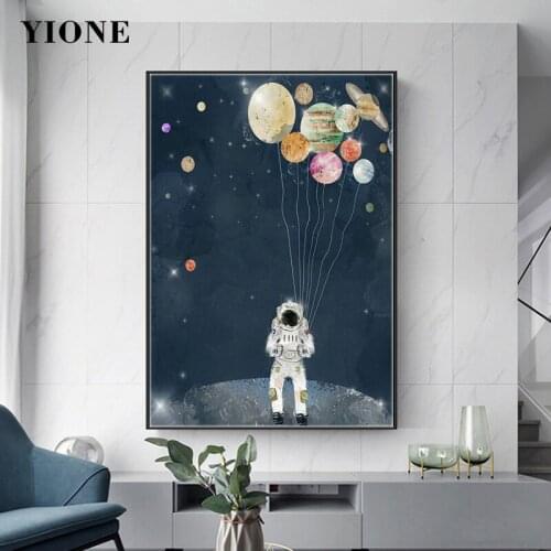 Outer Space Travel Astronaut Canvas Painting Universe Planet Star Wall Art Picture Custom Posters and Prints Living Room Decor