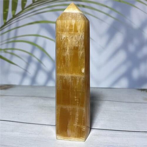 Natural Orange Calcite Quartz Crystal Tower Point Fashion Souvenir Home Decor Stones Hexagon Column Ornament Pyramid Magic Wand