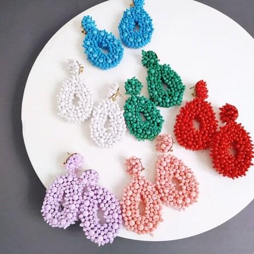 Ztech Popular 6 Colors Acrylic Beads Handmake Drop Earrings Lady Girls Party Gifts Statement Jewelry Accessories High Quality