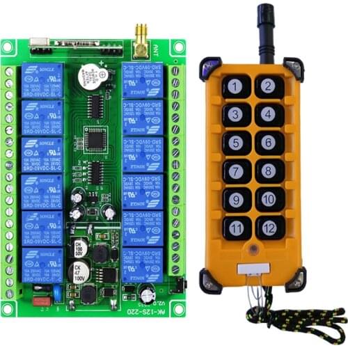 3000m DC 12V 24V 36V 48V 12CH Radio Controller RF Wireless Remote Control Overhead travelling crane System Receiver+Transmitter