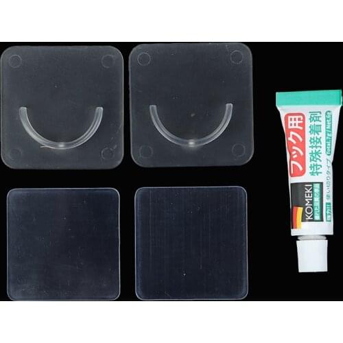 2Pcs Adjustable Clear Wall Bracket Self Adhesive Rods New 4*4cm plastic Curtain Rod Bracket Hooks