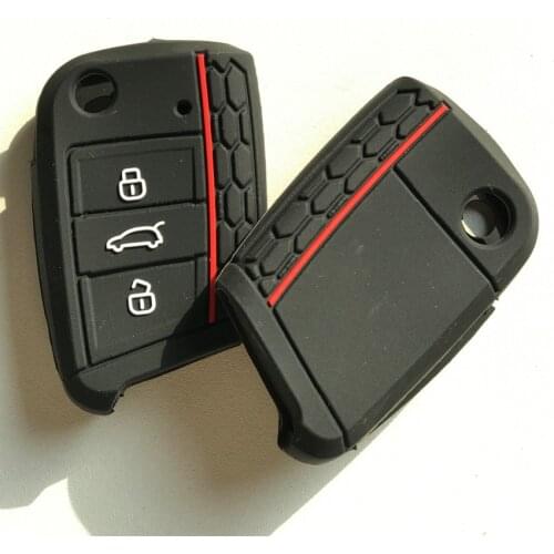 For VW Polo Golf 7 for Skoda Octavia Kodiaq Karoq for SEAT Ateca Leon Key Cover Shell 2016-2018 3 Buttons Silicone Key Fob Case