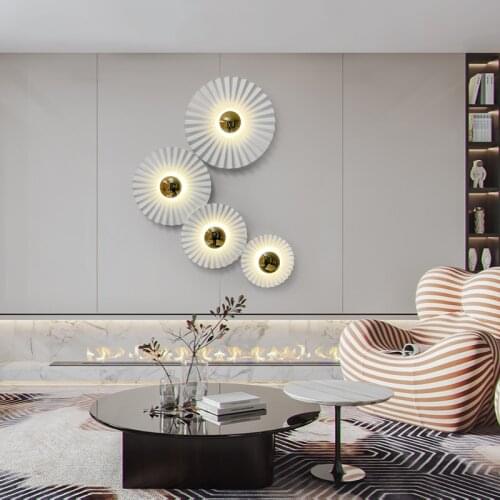 Modern Creativity Gold Plating Lotus Led Wall Lamps Bedroom Wall Decoration Hallway Stairs Sconce