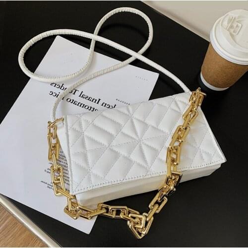 Fashion Popular Bag 2021new Ladies Luxury Rhombus Thick Chain Portable Small Square Bag Shoulder Messenger Bag Embroidery Thread