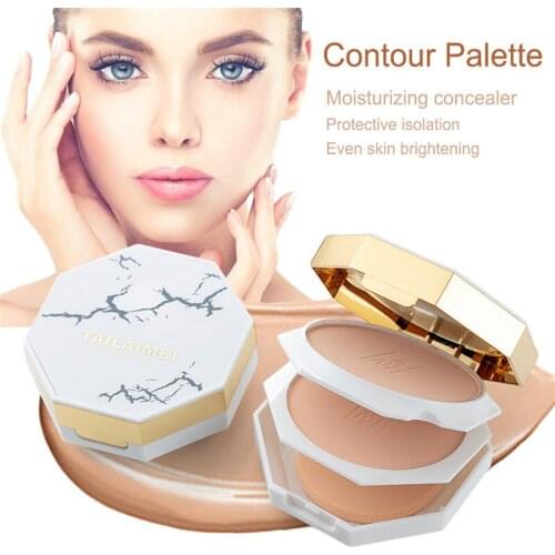 TLM face makeup 2 color marble turtle crack powder control oil makeup long-lasting concealer waterproof moisturizing powder