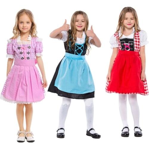 XS-XL Kids Oktoberfest Uniform Beer Baby Girl Fantasia Cospaly Party Dress Child Girl Performance Costumes