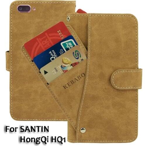 Vintage Leather Wallet SANTIN HongQi HQ1 5.5" Case Flip Luxury Card Slots Cover Magnet Stand Phone Protective Bags