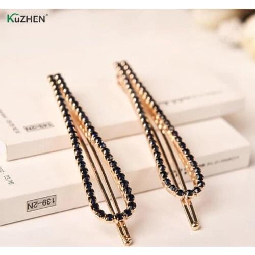 1PCS Black White Women Crystal Rehinstone Fashion Hairpins Alloy Barrette Hair Clips