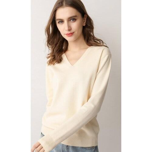 Low collar v-neck knit sweater women spring and autumn new loose thin bottoming shirt womens sweaters heart-necked shirt thin