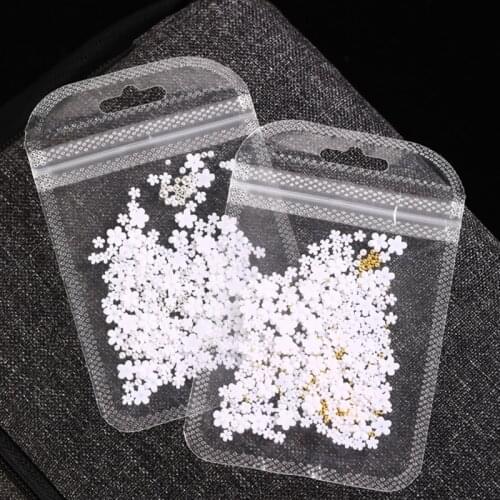1 Bag Acrylic Flower Nail Art Decoration Mixed Size White Black Rhinestones Silver Gem Manicures Tool For DIY Nail Design