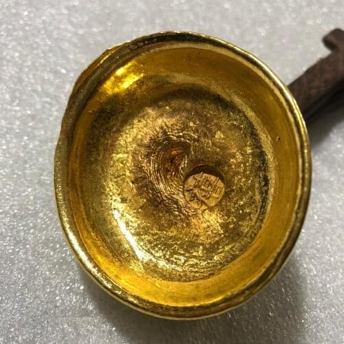 1pcs china antique Collection rotundity golden bar gold bullion ingot Family decoration metal handicraft