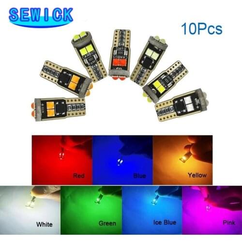 10Pcs 3D 3030 6smd T10 w5w 168 194 led car led license plate light dome lamp 12V auto side marker lights canbus blue bulb