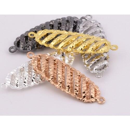 10pcs/lot 36*11.5mm Earring Hollow ellipse Strip surface leaf foliage Connector Findings For DIY Jewelry Making Accessories