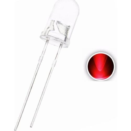 100PCS 5MM Red LED Transparent 3.0V 20mA DIP-2 Round Head WATER CLEAR Ultra bright Lamps light beads