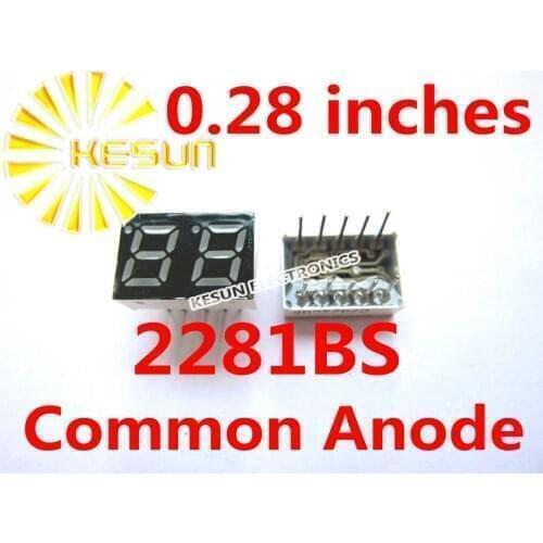 100PCS x 0.28 inches Red Common Anode/Cathode 2 Digital Tube 2281AS 2281BS LED Display Module Light Beads