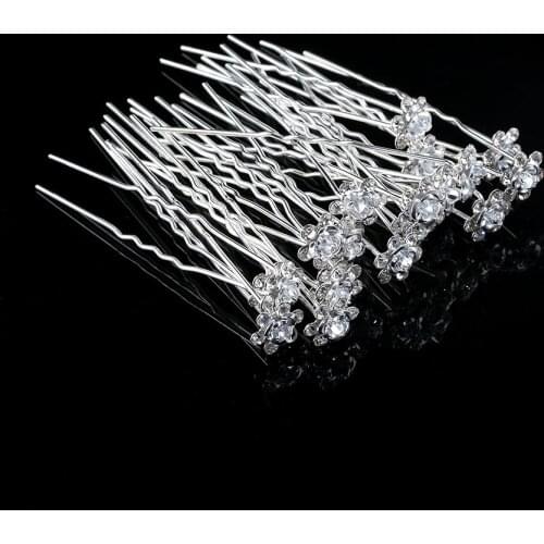 20 Pcs Wedding Engagement Women Crystal Diamanted Rose Flower Hair Pin Rhinestone Hair Clips Accessory Jewelry Party Headwear