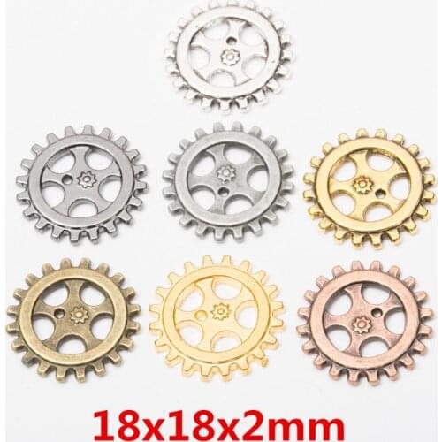 20pcs/Pack 18mm Vintage Industrial DIY Gears Metal Components with 7 Colors Selection