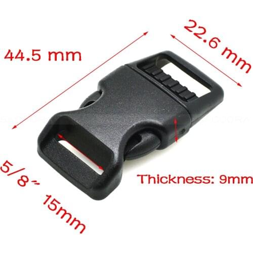 5/8" 16mm Plastic Side Release Buckle Contoured Curved For Paracord Bracelet Dag Collar Backpack Strap Webbing Outdoor Buckle