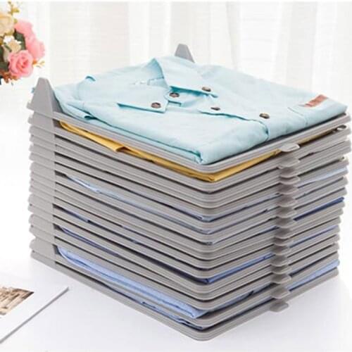 5Pcs/1Set Closet Clothes Storage And Folder Tray Shirt Sort Finishing Storage Rack For Save Space Organizer