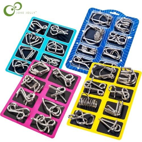 8pcs/Set Materials Metal Montessori Puzzle Wire IQ Mind Brain Teaser Puzzles Children Adults Anti-Stress Reliever Toys Gifts YJN