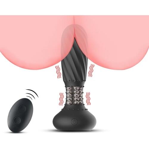 Prostate Massager Remote Vontrol Anal Plug Built-in Rotating Beads Butt Plug Silicone Dildo Vibrator Anal Sex Toys for Woman Man