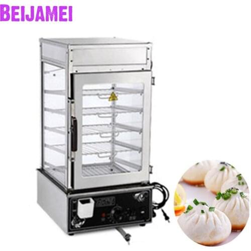 BEIJAMEI stainless steel commercial 5 layers electric frozen steamed bun steamer bun food warmer display showcase