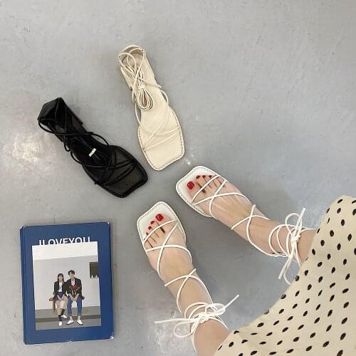 White Black Women Sandals Fashion Cross-Tied sandals Shoes Sexy Lace Up Party slippers shoes