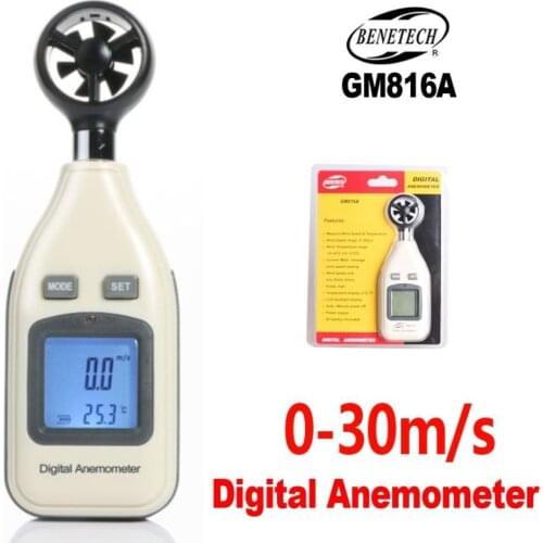 BENETECH 100% Original GM816A Digital Anemometer Wind Speed Meter LCD Backlight Display Handheld Windmeter 30m/s temperature