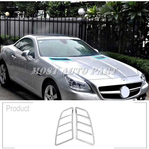 ABS Plastic Shiny Silver Exterior Engine Roof Hood Sticker For Mercedes Benz SLK R172 2011-2015 2pcs Car decoration Car Trim