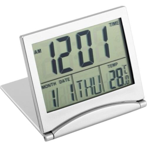 Alarm Clock Display date time temperature Folding mini Desk Thermometer cover Digital LCD Timer countdown time