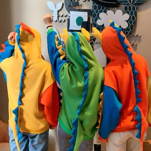 Kawaii Dinosaur Sweatshirt With Horns Cartoon Baggy Funny Hoodie Womens Harajuku Poleron Mujer 2020 Hipster Raglan Hoodie Loose