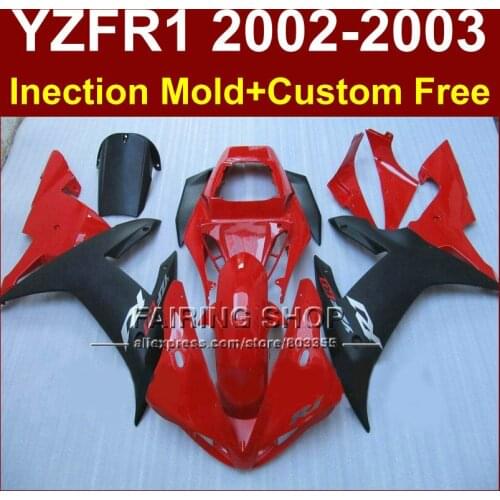 Red black custom fairing for YAMAHA bodywork YZF1000 02 03 YZFR1 2002 2003 yzf r1 molde body parts Aftermarket +7gifts