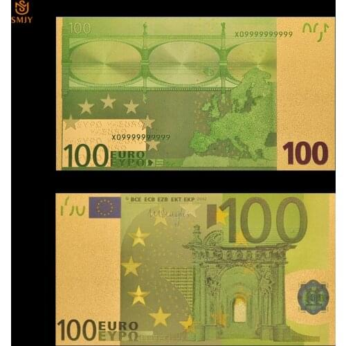 Colorful Euro Gold Banknotes Euro 100 Paper Money Banknotes Souvenir Bank Note Value