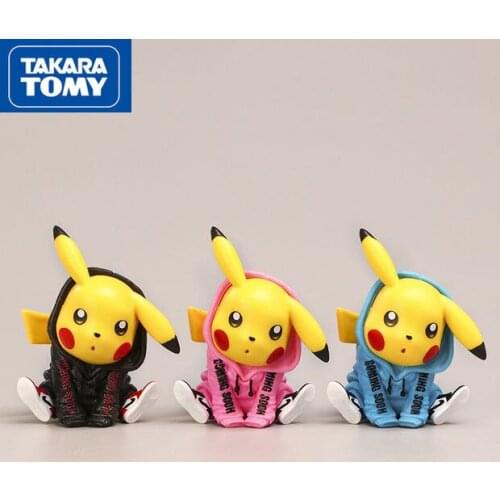 TAKARA TOMY Pikachu Hand-made Pokemon Pokemon Sweater Peripheral Doll Toy Decoration Doll Birthday Gift
