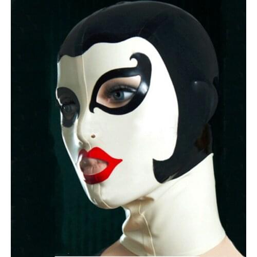 Latex Hood Handmade Drama Theatrical Cosplay Mask Club Wear Rubber Costumes adult harness
