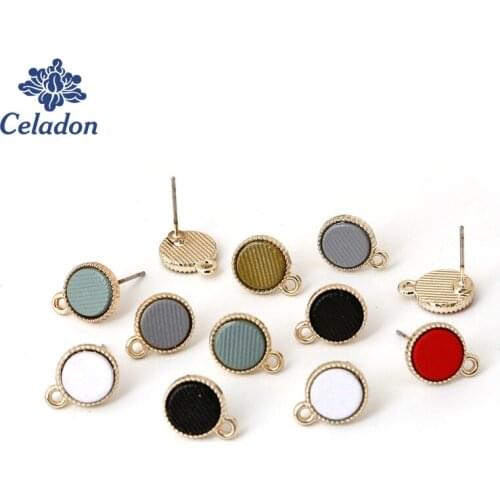 6 Colors rhombus 10mm 4pcs/lot Metal Enamel Stud Earring Findings For Diy Jewelry Findings Fashion Crafts