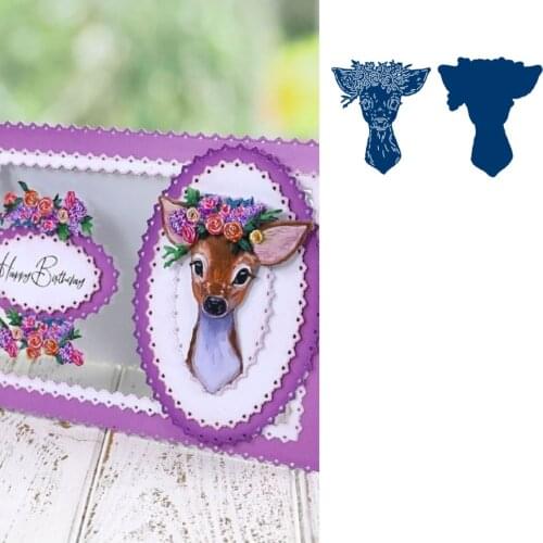 Floral Deer Metal Cutting Dies Scrapbook Diary Decoration Stencil Embossing Template DIY Greeting Card Handmade 2021 New Arrive