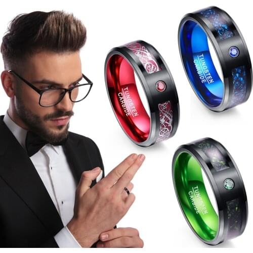 Pure Elemental Dragons Pattern Rings Polished Finish Christmas Gift for Men NYZ Shop