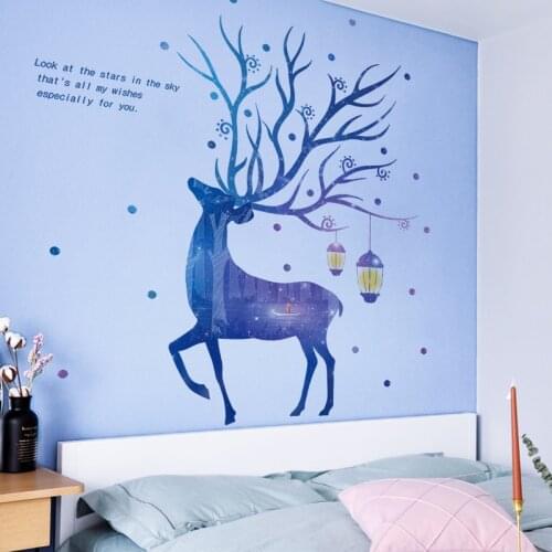 Nordic Elk Wall Stickers for Girl Living Room Bedroom Decorative Home Warm Bedroom Porch Sofa Background Wall Decoration