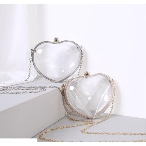 New Acrylic Fashion Mini Transparent Love shoulder Bag Handbags Heart-shaped dinner bag evening bag women cross body bags gift