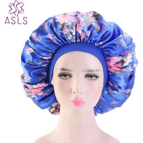 New Lady Large Sleep Cap with Premium Elastic Band Women Female Casual Satin Bonnet for Sleeping Extra Large Hair Accessories