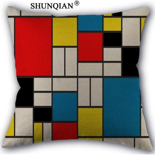 New Arrival de stijl piet mondriaan Custom cotton Pillowcases zipper Custom Pillow Case More Size Custom your image gift