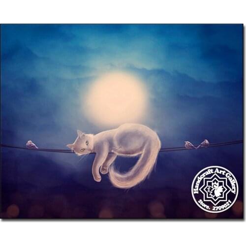 New 3D Diy Diamond Painting Full Square Rhinestones Cross Stitch Crystal Mosaic Embroidery Home Decoration Dream of Flying Cat